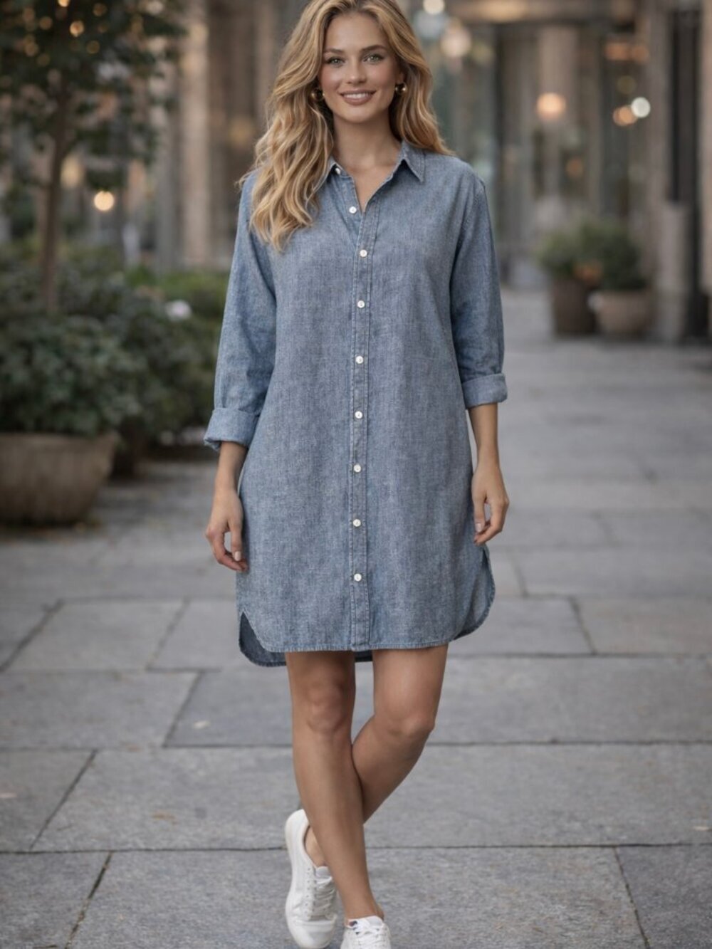 NWOT Kate Spade Saturday Button Front Chambray Denim Shirtdress Shirt Dress Sz 4